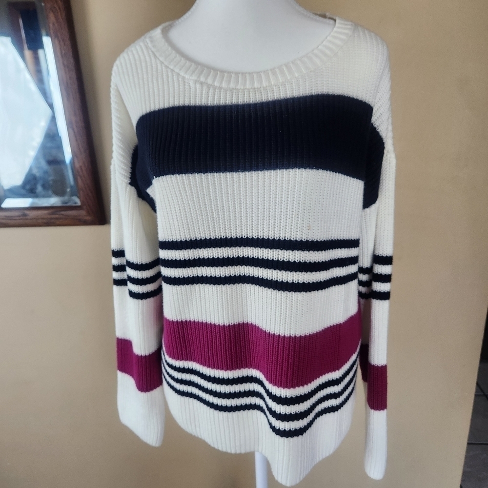 Marled by Reunited Clothing Striped Knit Pullover Sweater size Medium